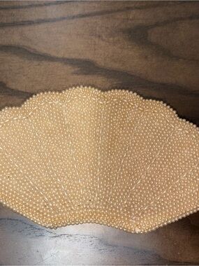 Gimbels Vintage Pearl Beaded Shell Clutch